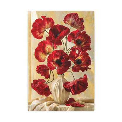 Mohnblumen-Strauß Rot Leinwandbild — Holländisches Stillleben