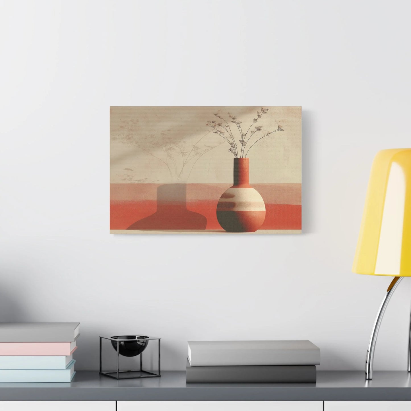 Tableau tableau Morandi-like terracotta — vase et ombre