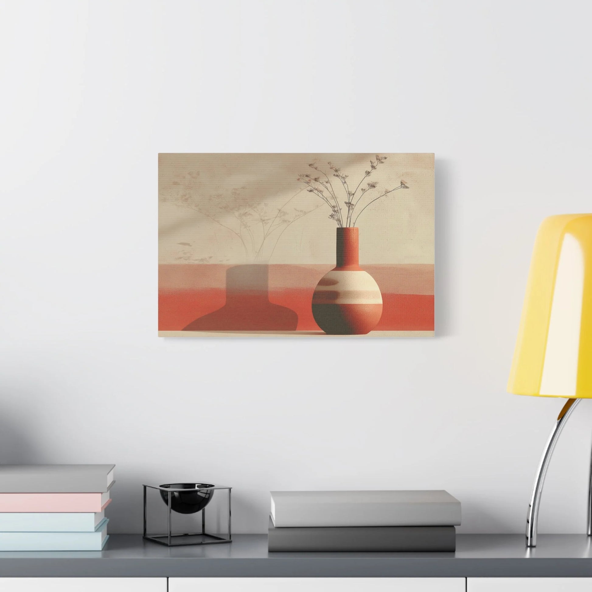 Tableau tableau Morandi-like terracotta — vase et ombre