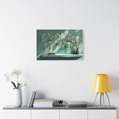 Tableau Salon vert sauge format horizontal grand pan de mur