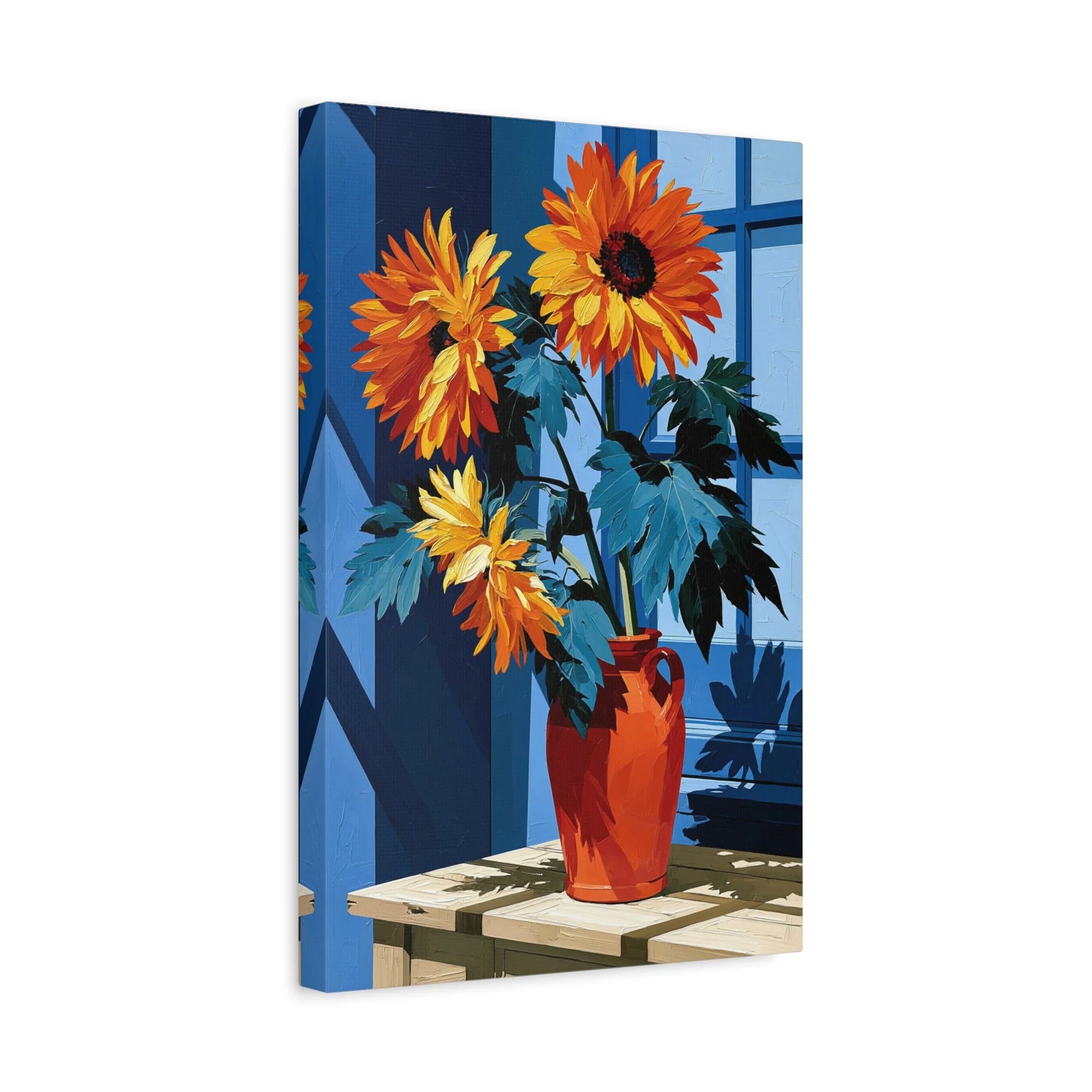 Tableau Nature Morte Tournesols Vase Jaune Or - Éclat d’Été - ambiance chambre adolescent