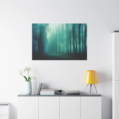 Tableau Forêt vert sauge dans un salon contemporain