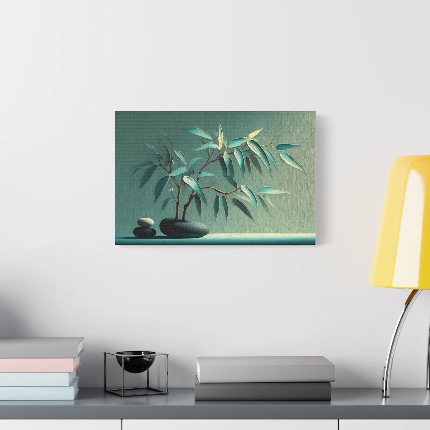 Tableau Bambou vert sauge dans un cabinet de soins