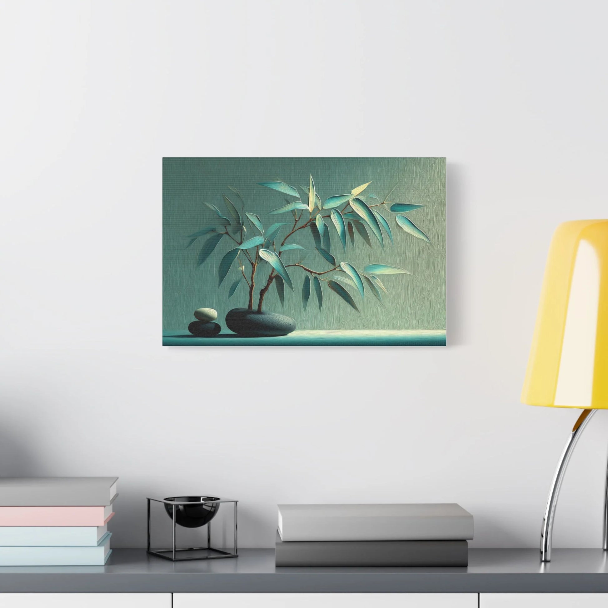 Tableau Bambou vert sauge dans un cabinet de soins