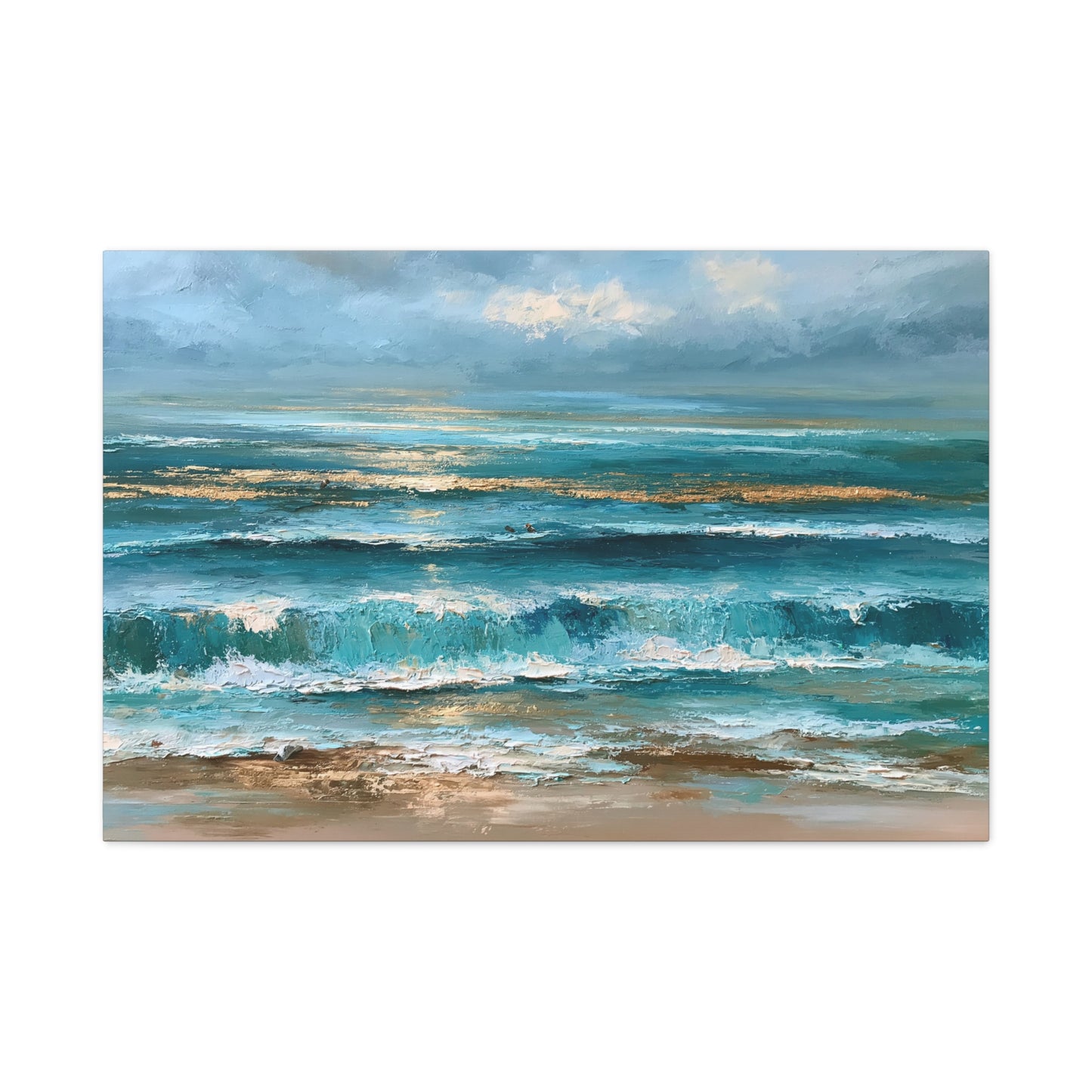 Mer abstraite en bandes bleu sable et ecume blanche - Art Virtuoso - vue 4/20