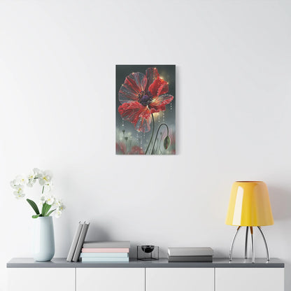 Tableau Coquelicot Macro - Pétales et Rosée d'Aube - ambiance chambre adulte
