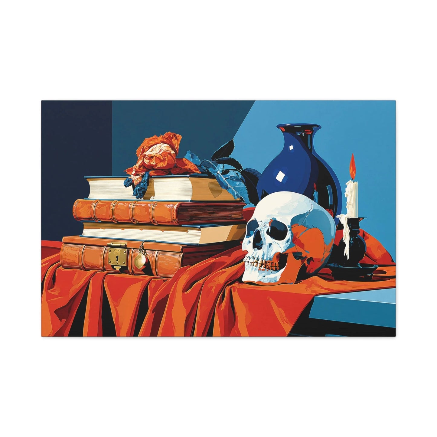 Tableau Nature Morte Vanitas Baroque Livres Anciens - Bibliothèque du Temps - ambiance bureau créatif