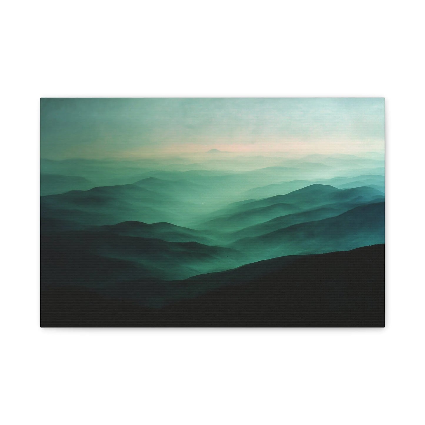 Tableau Paysage Collines Vert Sauge - Vallons d'Émeraude