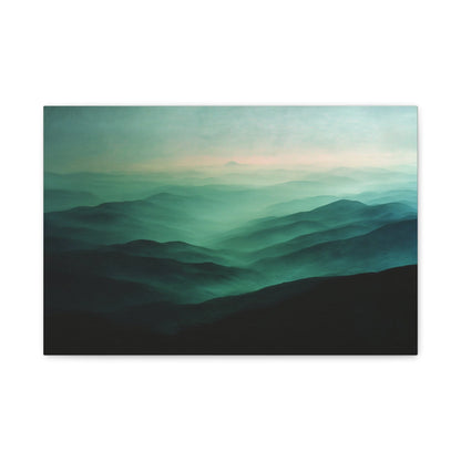 Tableau Paysage Collines Vert Sauge - Vallons d'Émeraude