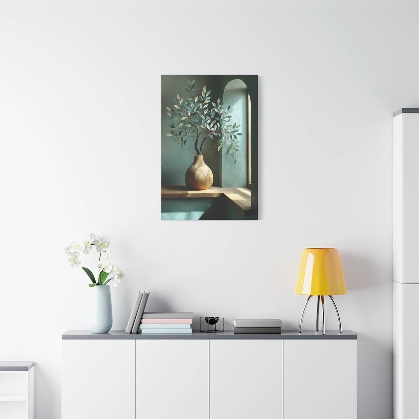 Tableau Tableau vert sauge bois ambiance bohème chic