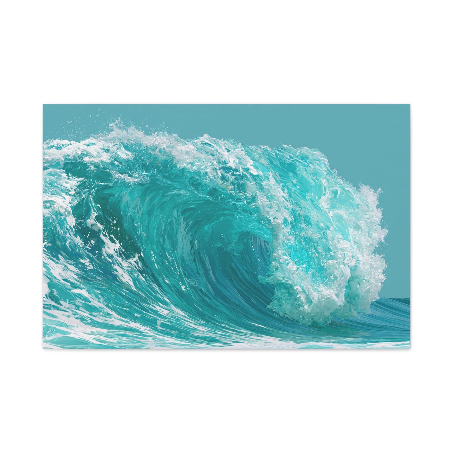 Grande vague turquoise graphique avec rouleau et ecume blanche - Art Virtuoso - vue 4/20