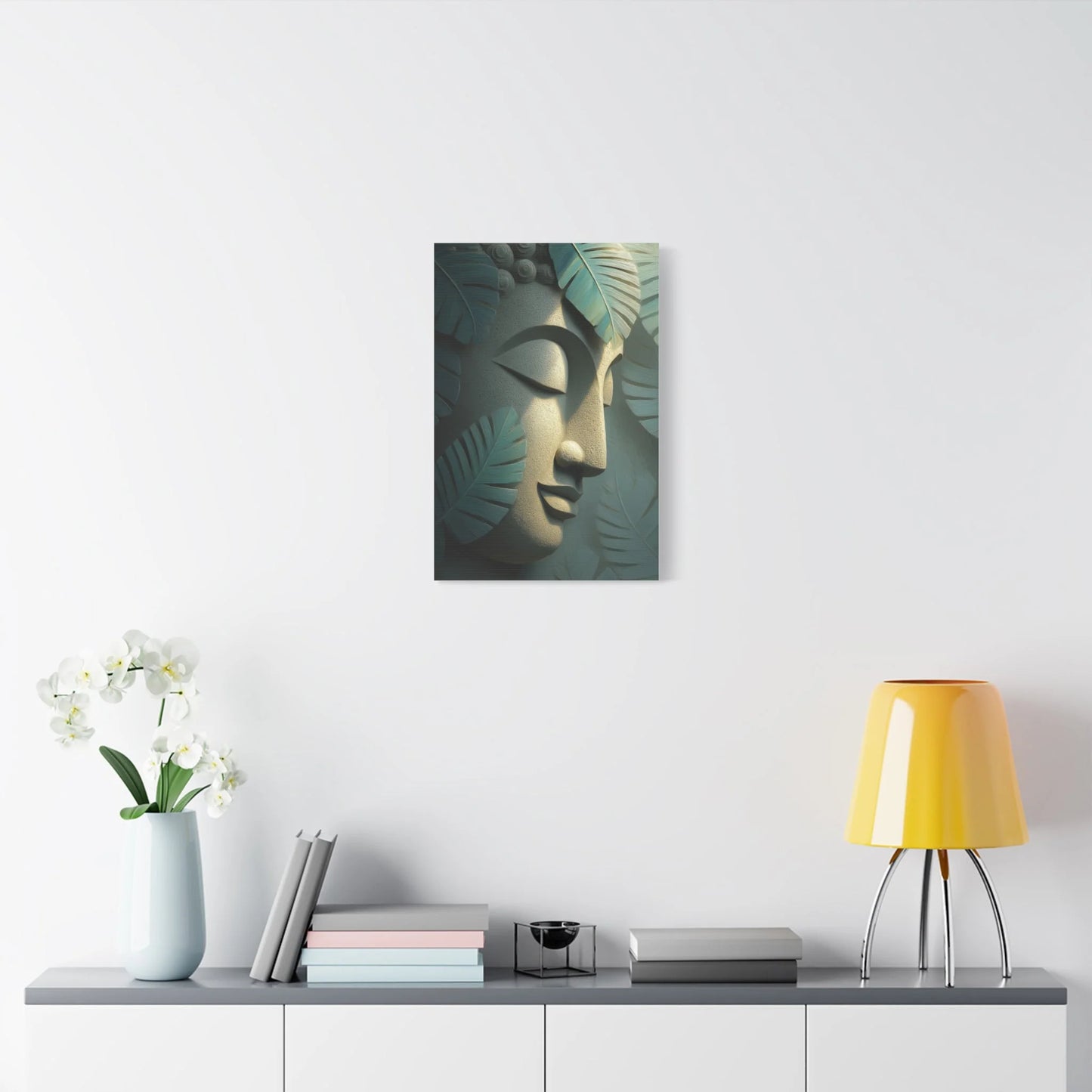 Tableau Bouddha sculpteur ambiance scandinave botanique
