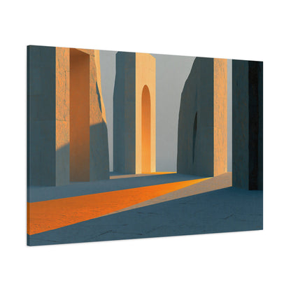 Grand Tableau Beige Or Portique Soleil