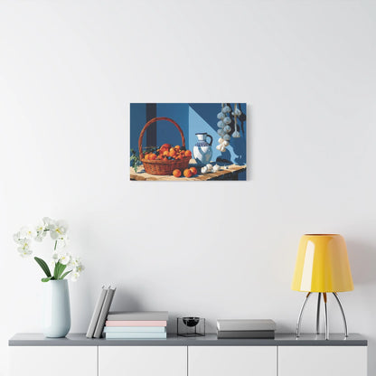 Tableau Nature Morte Panier Fruits et Tête de Mouton - Rusticité Ancienne - ambiance chambre adulte