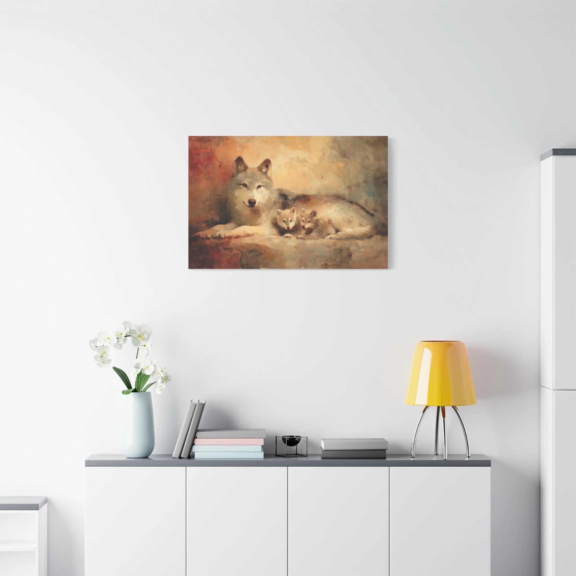 Tableau Louve et Louveteaux - Tendresse Maternelle - ambiance loft haut de plafond