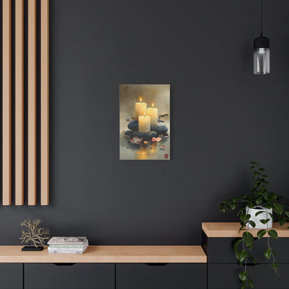 Tableau Détail de la flamme des bougies blanches