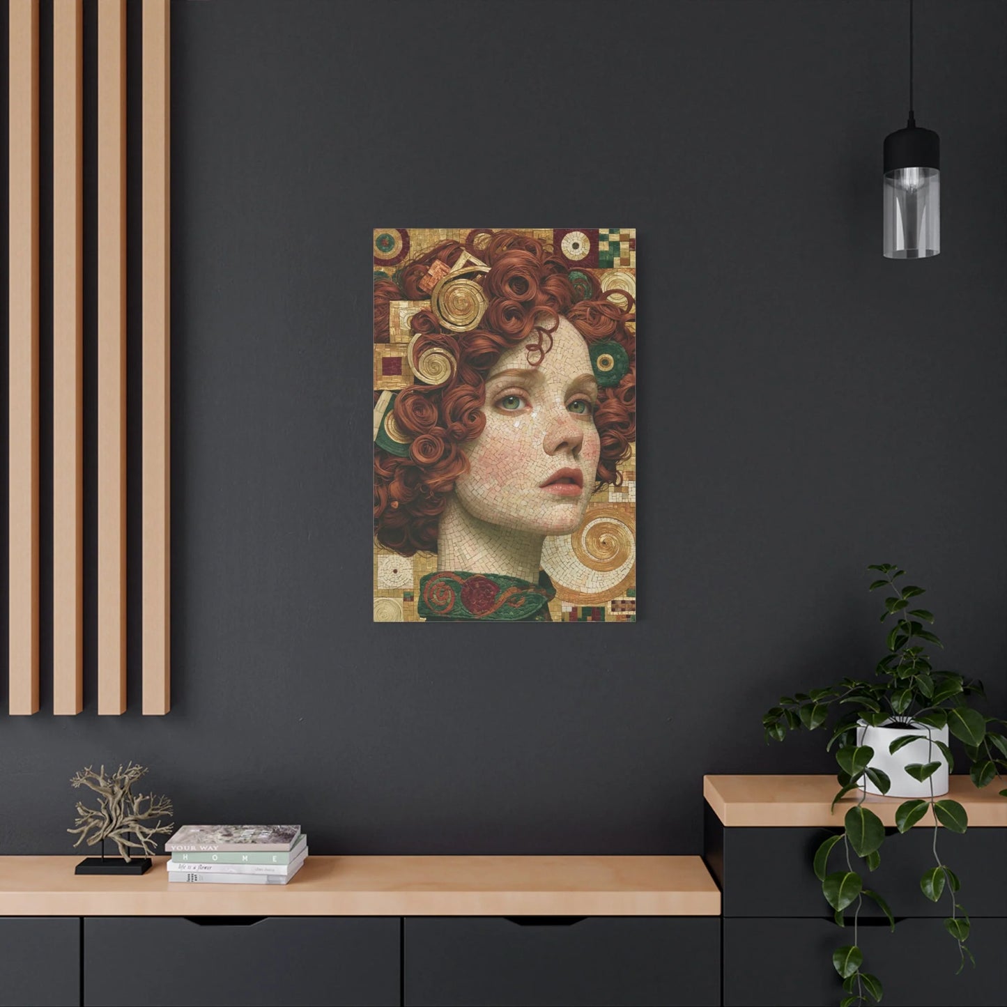 Tableau en Mosaïque Femme Klimt Dorée - Éclat du Baiser - format XXL pièce de réception
