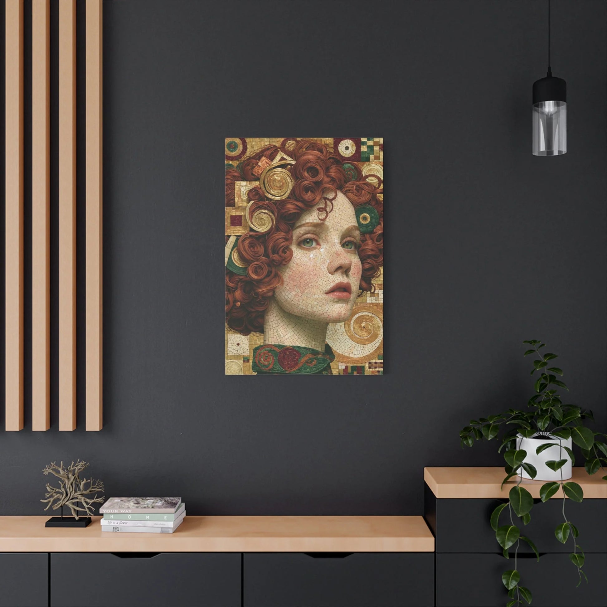 Tableau en Mosaïque Femme Klimt Dorée - Éclat du Baiser - format XXL pièce de réception