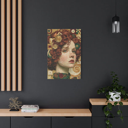 Tableau en Mosaïque Femme Klimt Dorée - Éclat du Baiser - format XXL pièce de réception