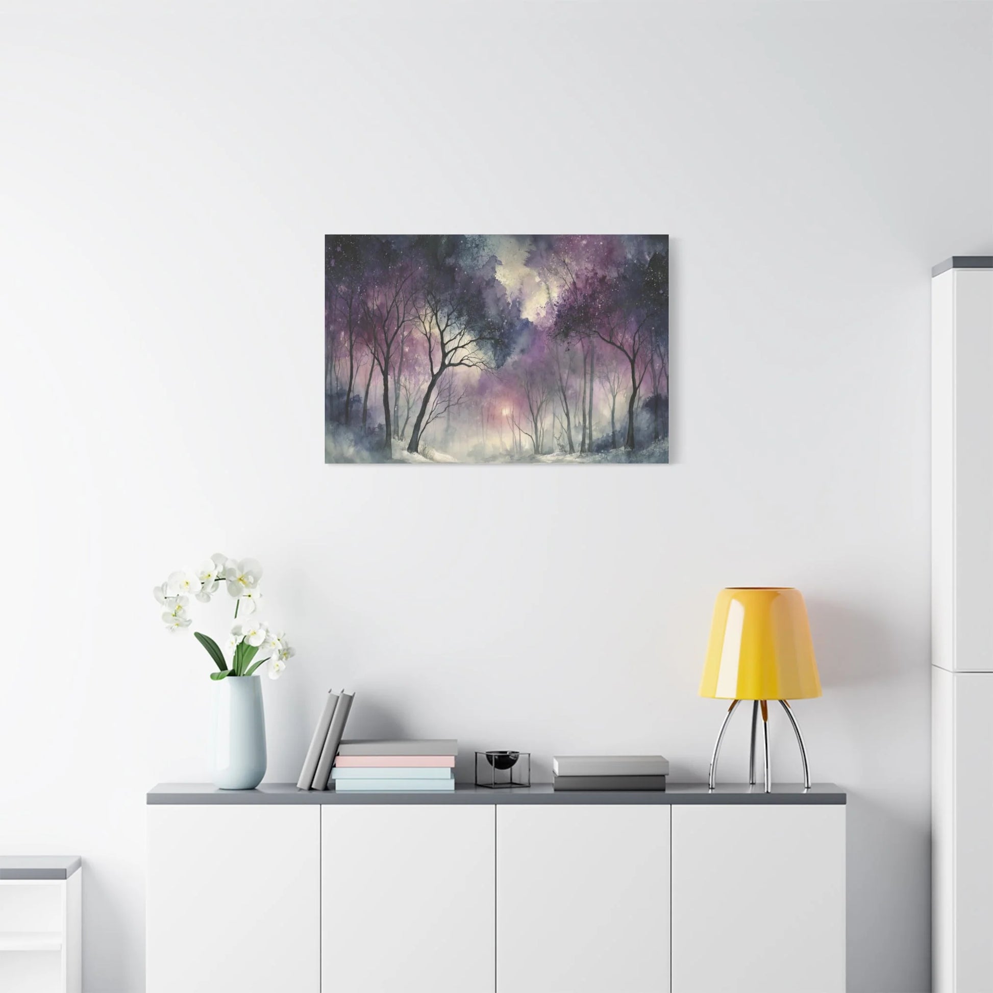 Tableau Tableau forêt violette ambiance contemporaine féérique