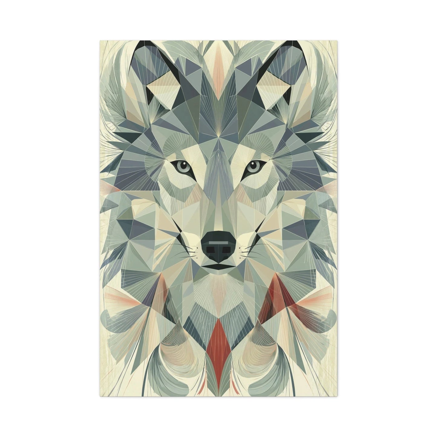 Tableau Loup Low Poly - Minimalisme Scandinave - mise en scène entrée moderne