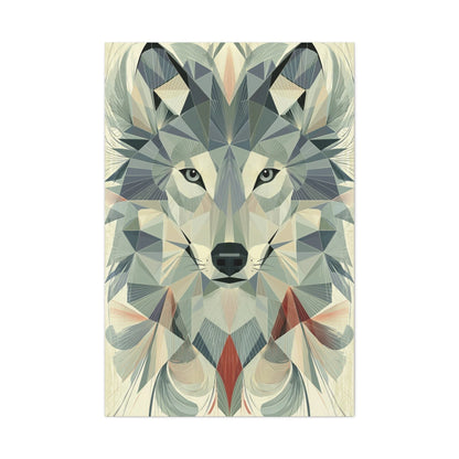 Tableau Loup Low Poly - Minimalisme Scandinave - mise en scène entrée moderne