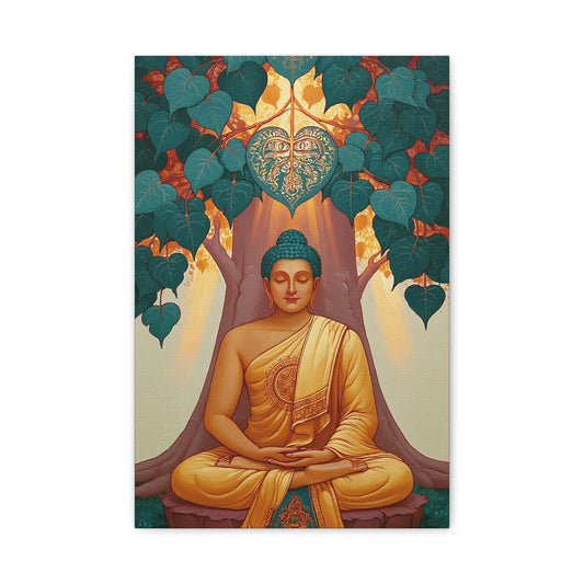 Tableau Bouddha sous l'Arbre Bodhi - Éveil de Bodh Gaya