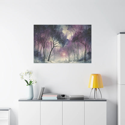 Tableau Forêt violette dans un salon contemporain