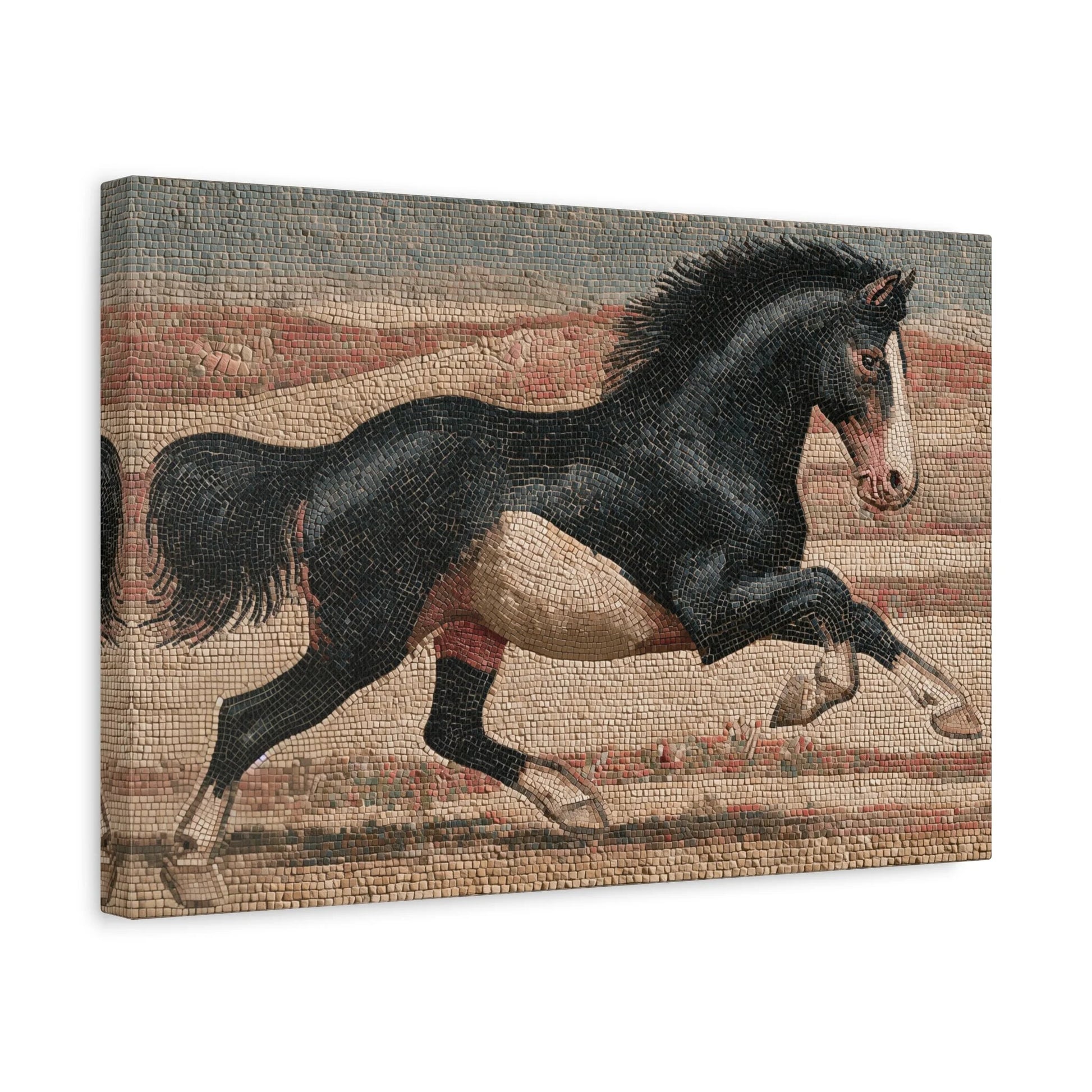Tableau en Mosaïque Cheval Romain au Galop - Course Antique - ambiance chambre adolescent