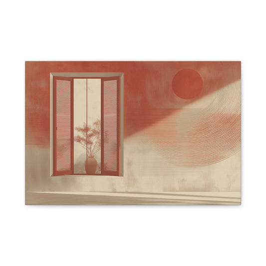Tableau Fenêtre Méditerranéenne Terracotta - Lumière de Sienne