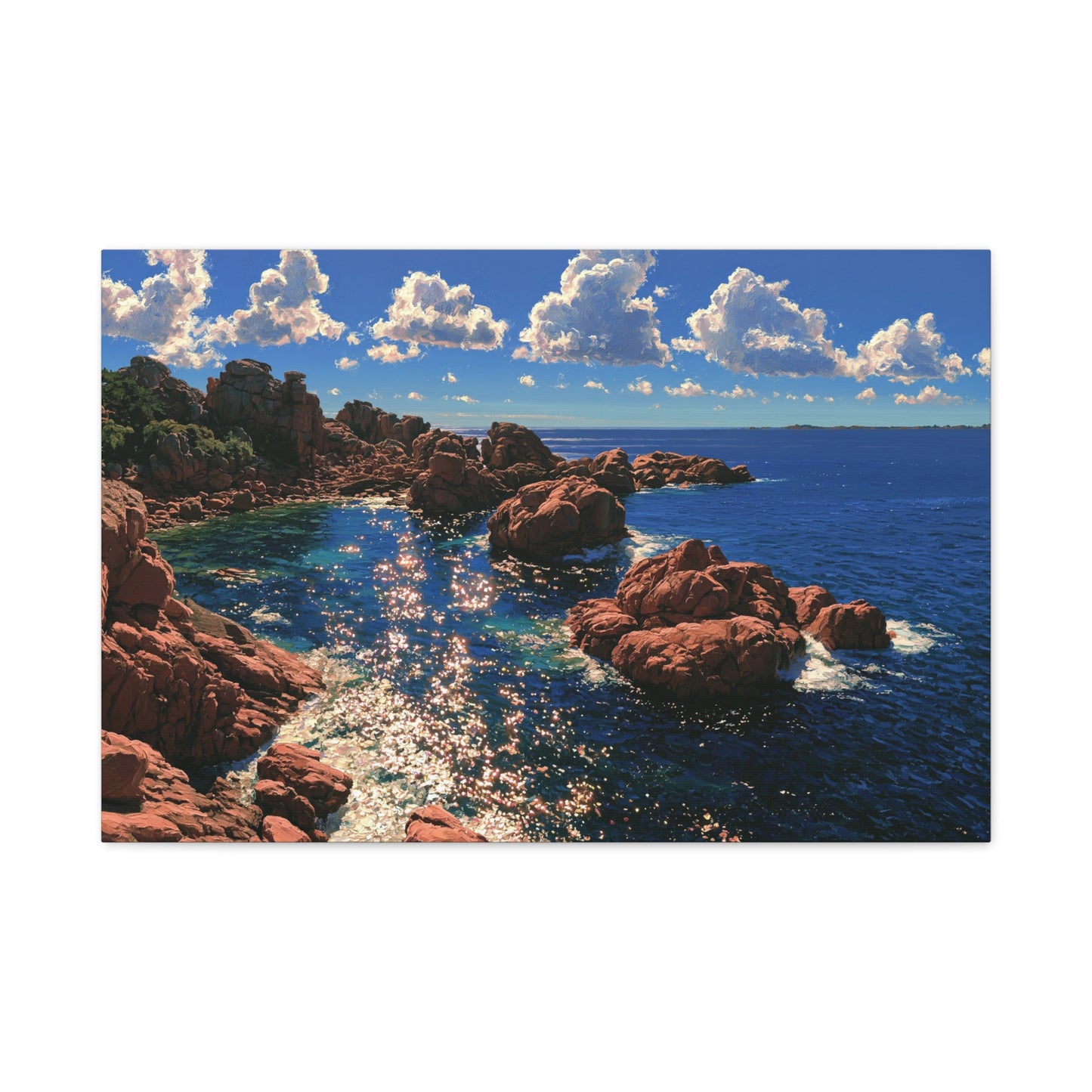 Rochers de granit rose en Bretagne devant une mer bleue lumineuse - Art Virtuoso - vue 3/20