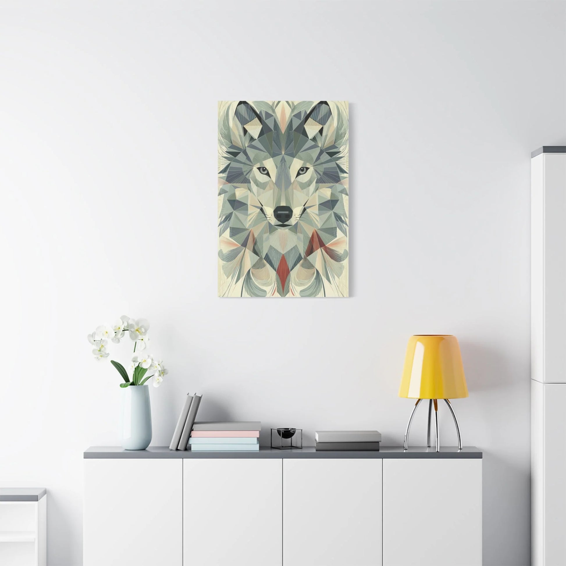 Tableau Loup Low Poly - Minimalisme Scandinave - ambiance loft haut de plafond