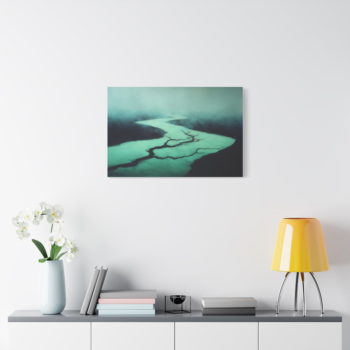 Tableau Rivière vert sauge format horizontal carte mentale