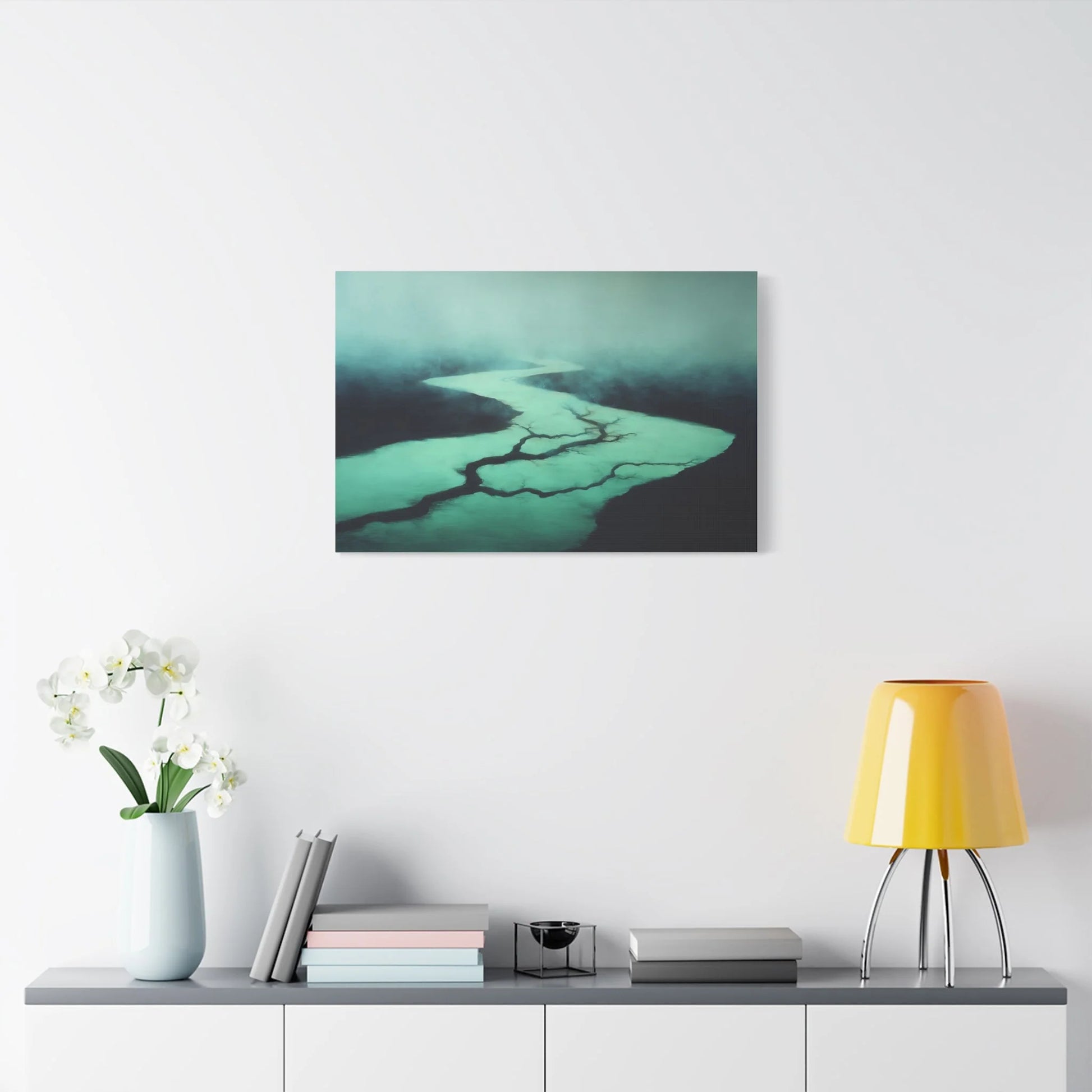 Tableau Rivière vert sauge format horizontal carte mentale