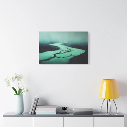Tableau Rivière vert sauge format horizontal carte mentale