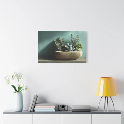 Tableau Cuisine vert sauge bois format horizontal au-dessus d'une fenêtre