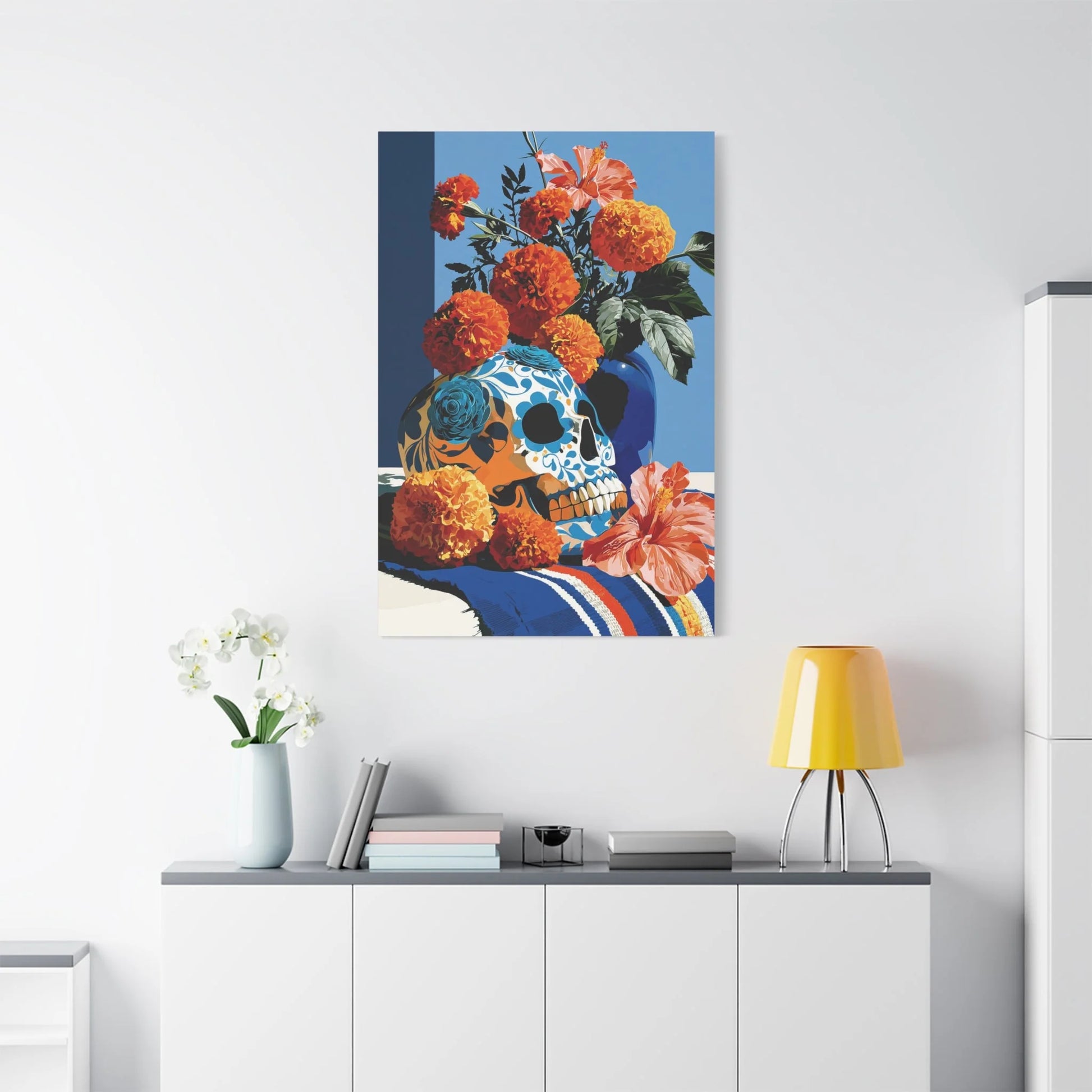 Tableau Nature Morte Vanitas Mexicaine Día de Muertos - Fête des Ombres - vue mur grande hauteur