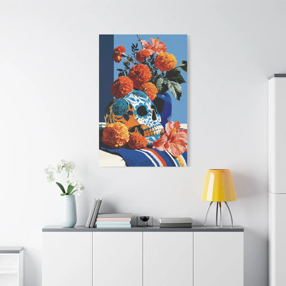 Tableau Nature Morte Vanitas Mexicaine Día de Muertos - Fête des Ombres - vue mur grande hauteur