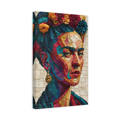 Tableau en Mosaïque Frida Kahlo Fleurie - Couronne Viva - ambiance chambre adolescent