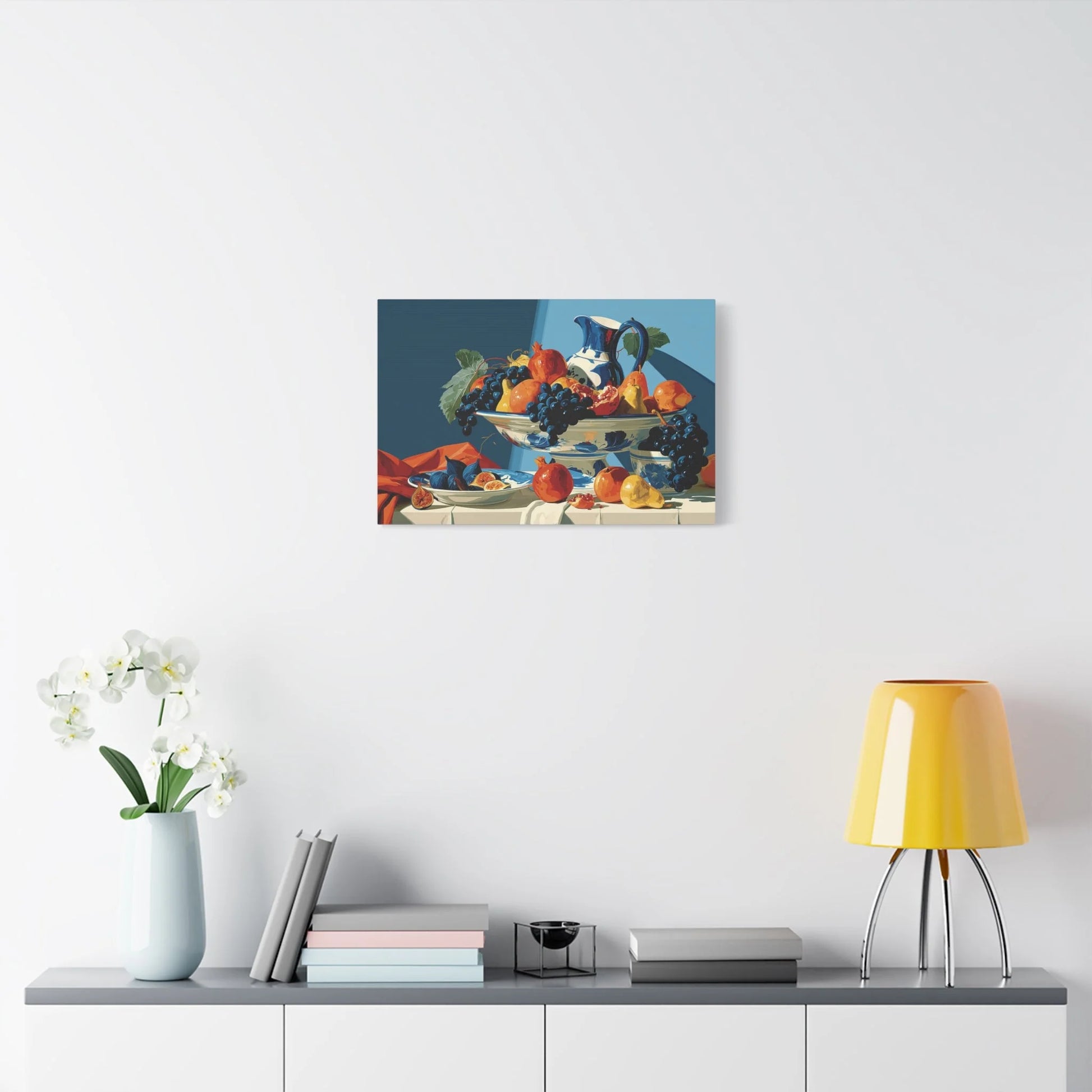 Tableau Nature Morte Fruits Clair-Obscur Caravage - Corbeille Nocturne - ambiance chambre adulte