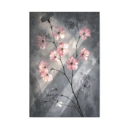 Tableau Cerisier fleurs pierre patinée palette gris ardoise