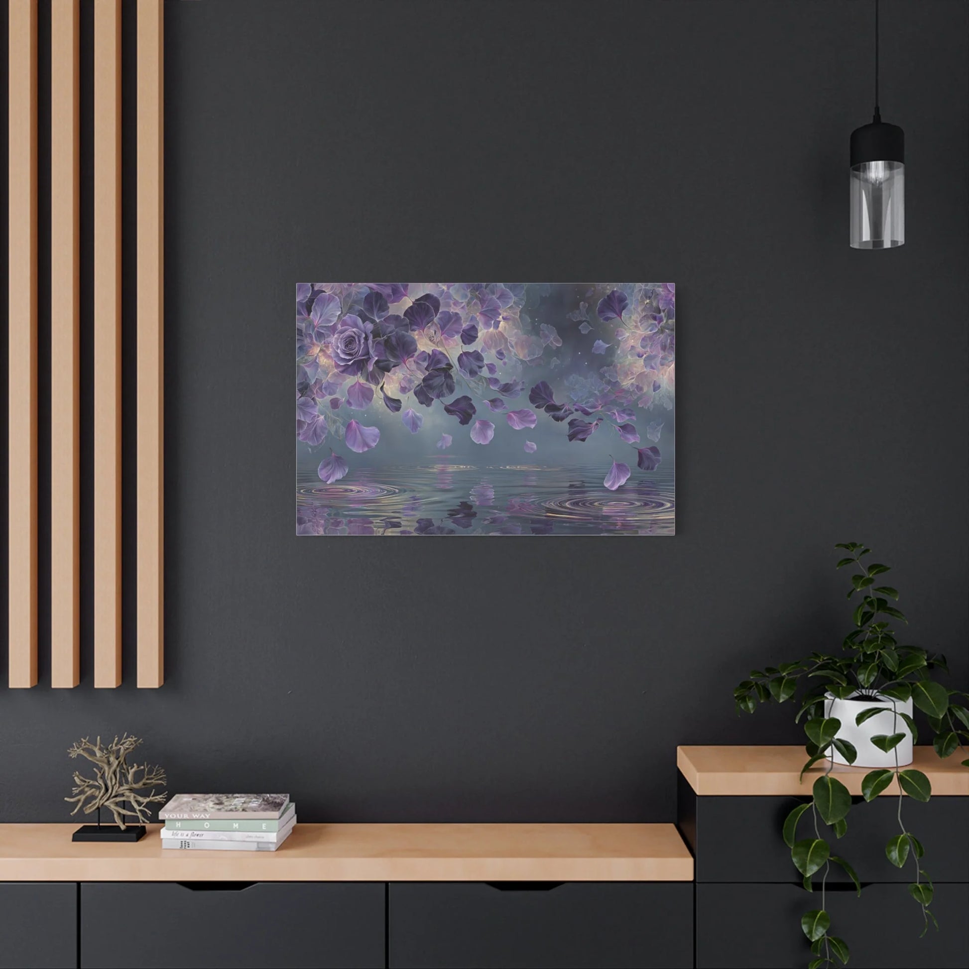 Tableau Pluie de pétales atmosphère narrative apaisée