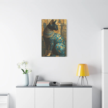 Tableau en Mosaïque Chat Égyptien Bastet - Gardienne du Nil - ambiance loft haut de plafond