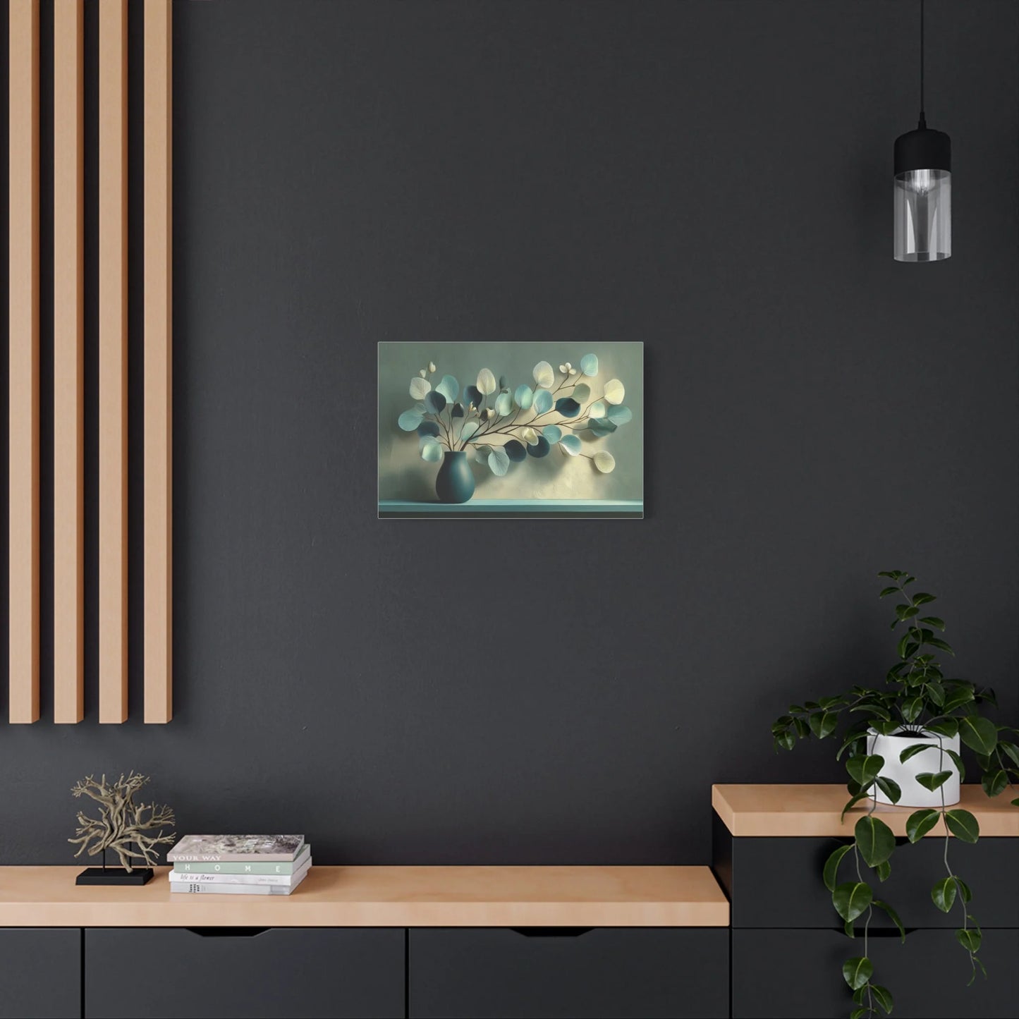 Tableau Détail du vase bleu canard profond mat