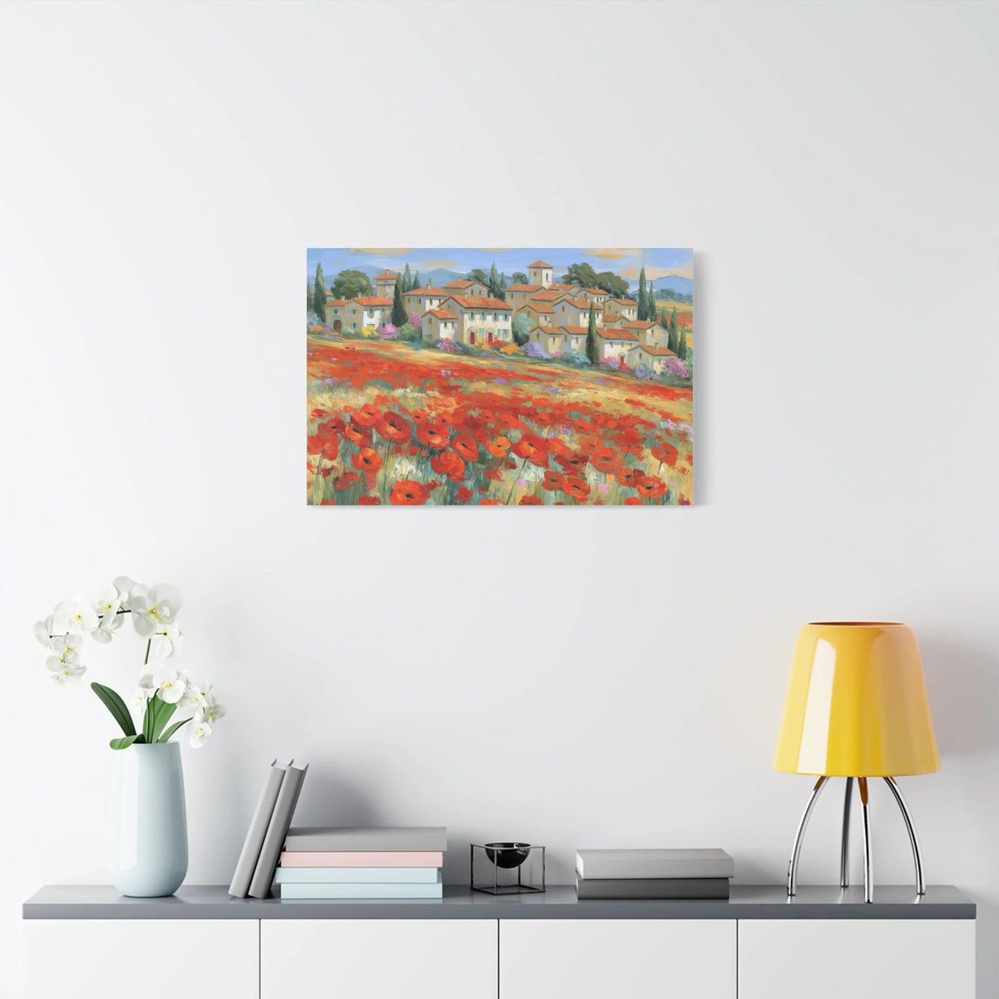 Tableau Coquelicots de Provence - Lumière de Juillet - grand format salon spacieux