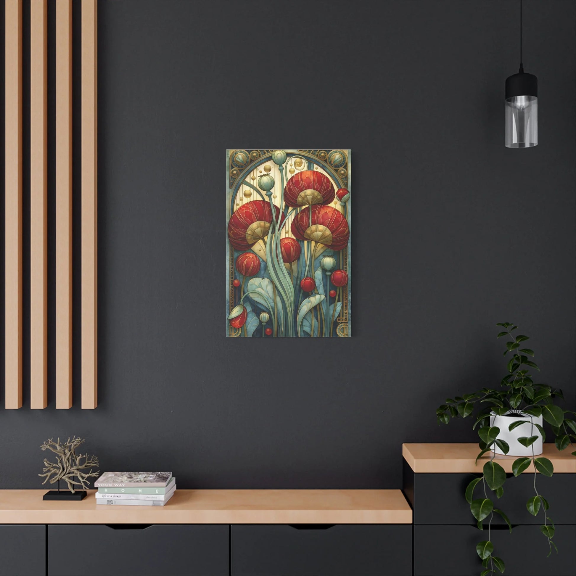 Tableau Coquelicots Art Nouveau - Hommage à Mucha - vue intérieur architecte