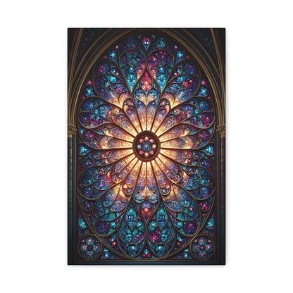 Tableau en Mosaïque Vitrail Gothique Rosace - Lumière Sacrée