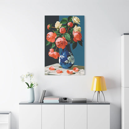 Tableau Nature Morte Pivoines Roses Romantiques - Bouquet Tendre - vue mur grande hauteur