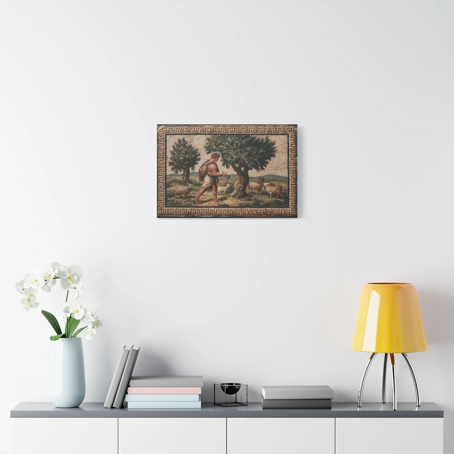 Tableau en Mosaïque Pompéi Pastorale - Mémoire Romaine - ambiance chambre adulte