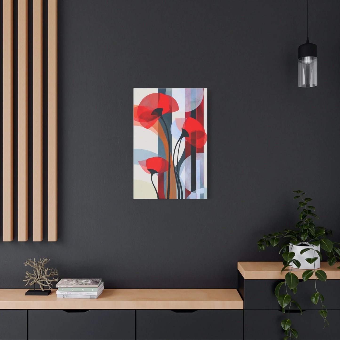 Tableau Coquelicot Minimaliste - Design Scandinave - vue intérieur architecte